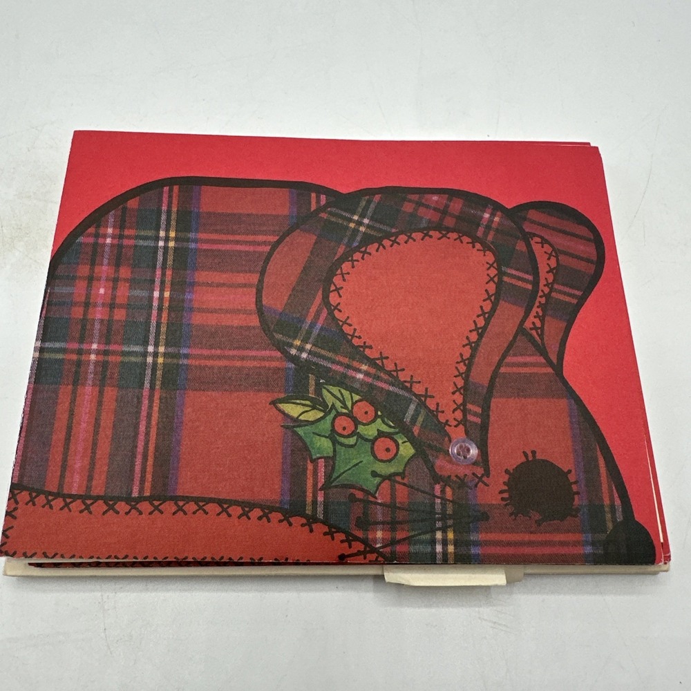 Plaid Mouse‎ Vintage Christmas Greeting Card 8 Cards And Envelopes Hallmark.